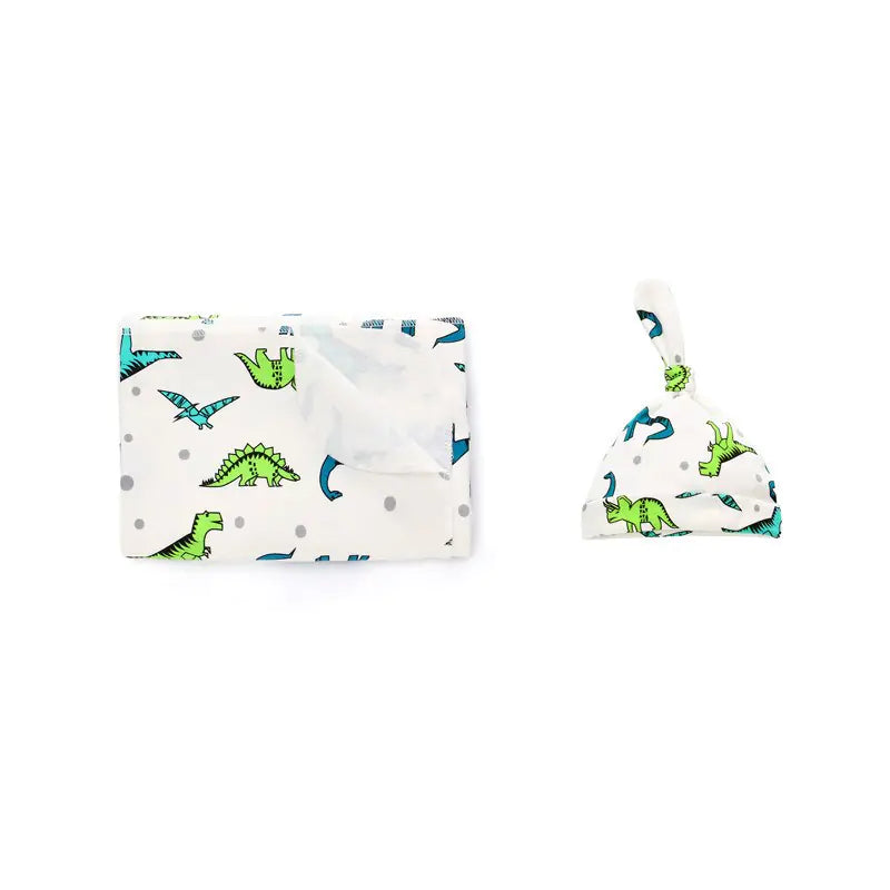 Baby Cotton Swaddle Set with Summer Blanket and Hat