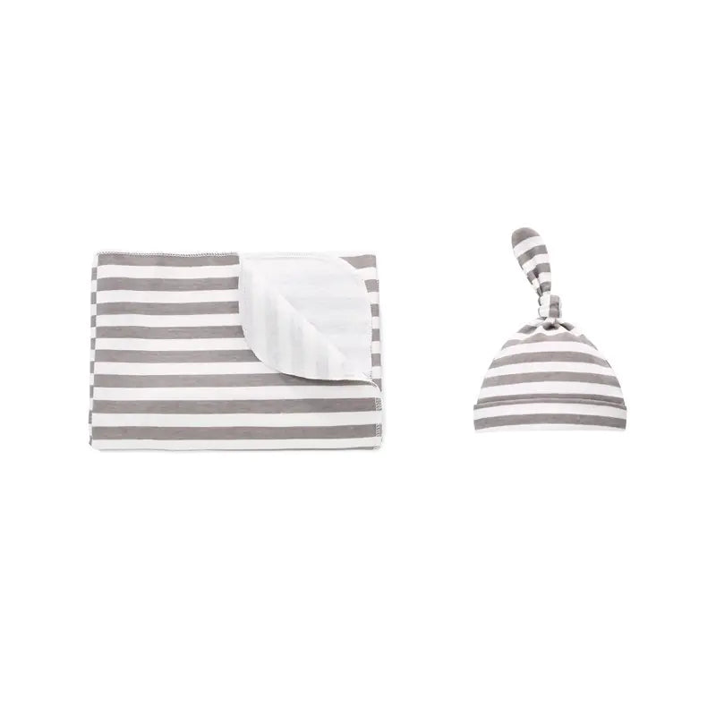 Baby Cotton Swaddle Set with Summer Blanket and Hat